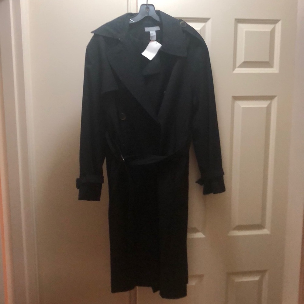 NWT black trench coat never worn size 10